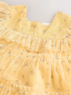 Ditsy jaune - Robe en maille bébé (0mois à2ans)