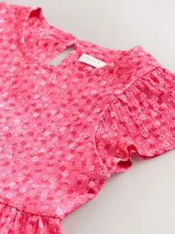 Ditsy rose - Robe Effet froissé à manches d’ange (3-16ans)