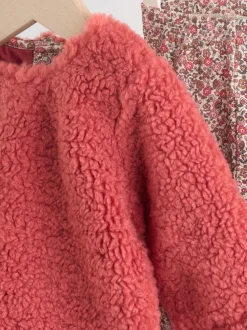 Ditsy rouge - Ensemble de Hauts et Leggings en polaire Bébé 2 pièces (0mois-2ans)