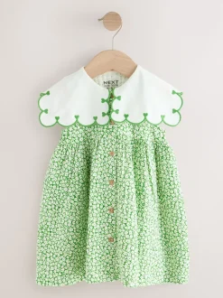 Ditsy vert - Robe d’été à col (3mois à7ans)