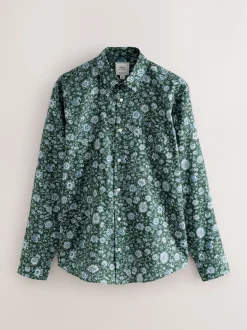 Ditsy vert foncé - Chemise à manches longues et imprimés