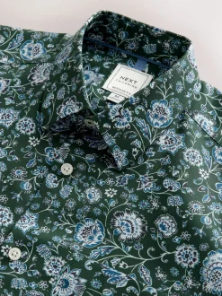 Ditsy vert foncé - Chemise à manches longues et imprimés