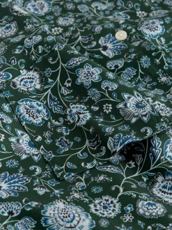 Ditsy vert foncé - Chemise à manches longues et imprimés