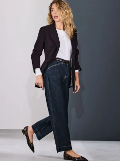 Délavage bleu - Jean denim à jambe large