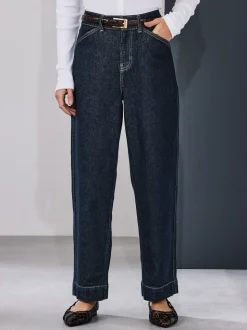 Délavage bleu - Jean denim à jambe large