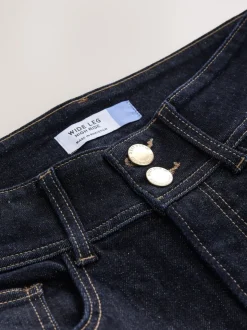 Délavage bleu - Jean extensible Ample taille haute