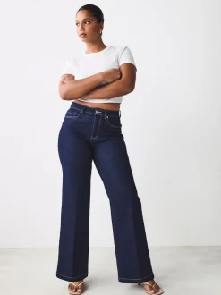 Délavage bleu - Jean Hourglass coupe large