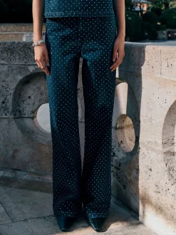 Délavage bleu - Jean large orné