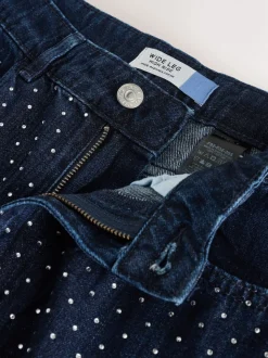 Délavage bleu - Jean large orné