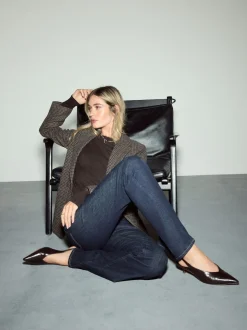 Délavage bleu - Jean évasé extensible à taille haute