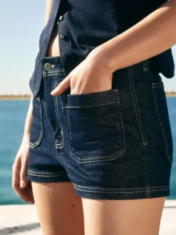 Délavage bleu - Mini-short en Denim à poches plaquées