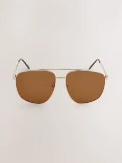 Doré (métal) - Lunettes de soleil style aviateur