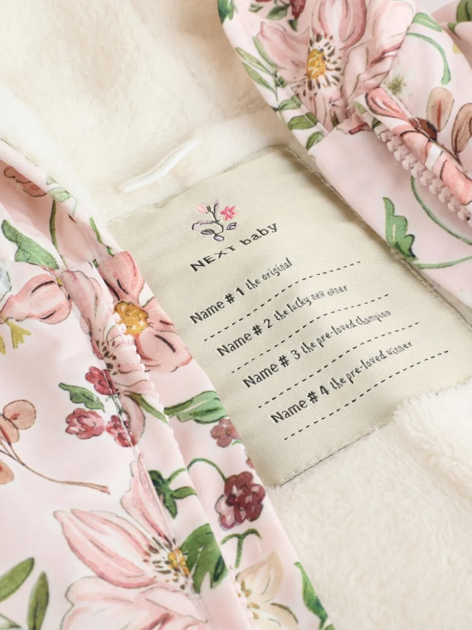 Double zip imprimé fleuri rose - Combinaison à capuche en nylon bébé (0mois-2ans)