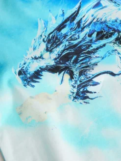 Dragon blanc/bleu - T-shirt imprimé régulier à manches courtes (3-16ans)