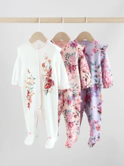 Ecru Floral - Combinaisons de sommeil pour bébé 3 Pack (0mois-2ans)