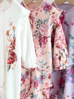 Ecru Floral - Combinaisons de sommeil pour bébé 3 Pack (0mois-2ans)