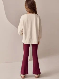 Ecru Floral - Haut à manches longues à sequins (3-16ans)