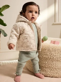 Ecru Floral - Manteau Bébé en jersey effet froissé (0mois -2ans)