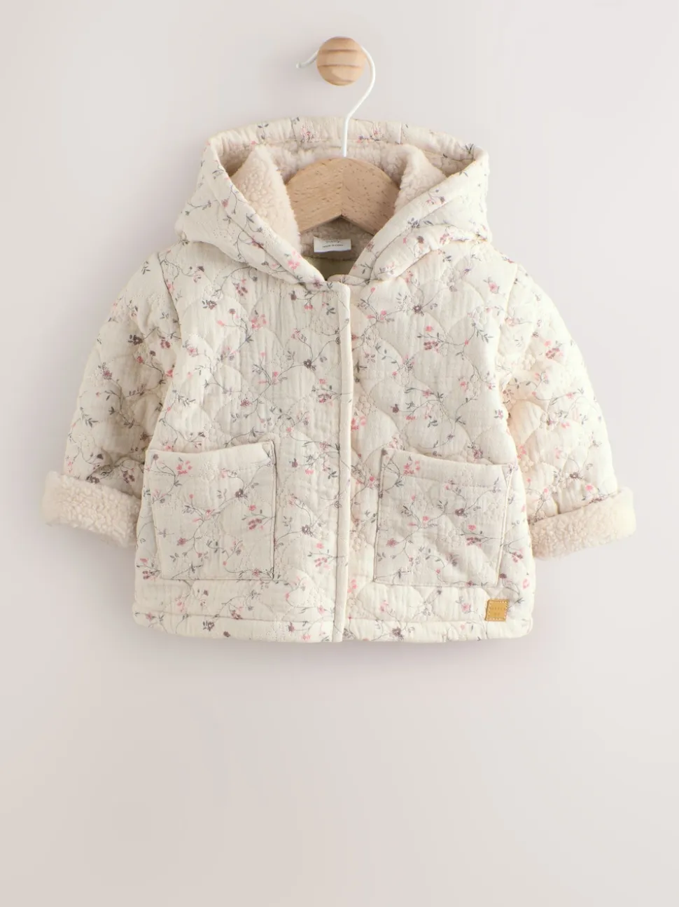 Ecru Floral - Manteau Bébé en jersey effet froissé (0mois -2ans)