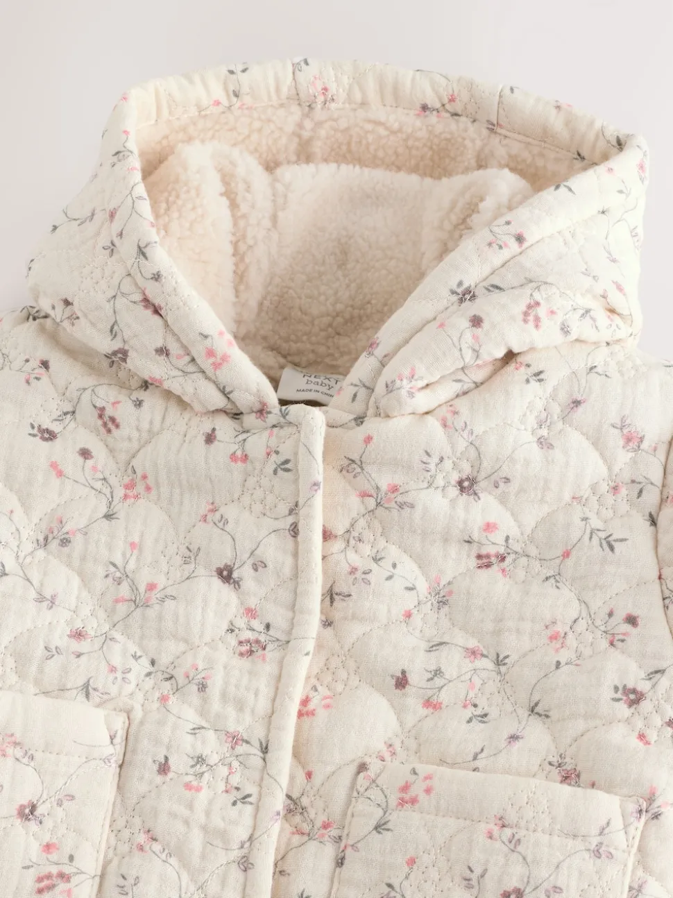 Ecru Floral - Manteau Bébé en jersey effet froissé (0mois -2ans)
