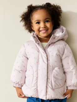 Ecru Floral - Manteau imprimé Résistant à la douche (3mois-7ans)
