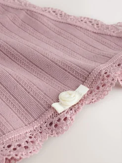 Ecru/Rose - Lot de 3 culottes sans coutures en pointelle