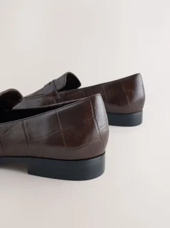 Effet croco Marron chocolat - Mocassins Forever Comfort® à bout carré