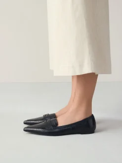 Effet croco Noir en relief - Mocassins Forever Comfort® Premium en cuir à bout pointu