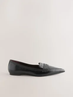 Effet croco Noir en relief - Mocassins Forever Comfort® Premium en cuir à bout pointu