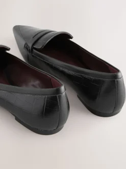 Effet croco Noir en relief - Mocassins Forever Comfort® Premium en cuir à bout pointu