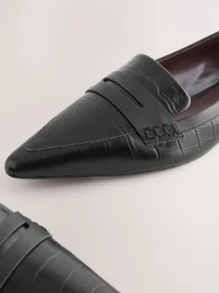 Effet croco Noir en relief - Mocassins Forever Comfort® Premium en cuir à bout pointu