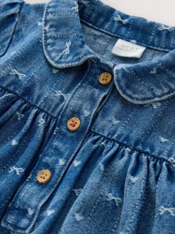 En jean avec nœud - Robe à col à manches longues (3mths-8yrs)