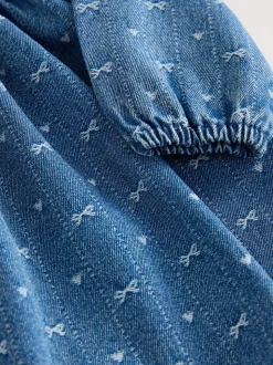 En jean avec nœud - Robe à col à manches longues (3mths-8yrs)