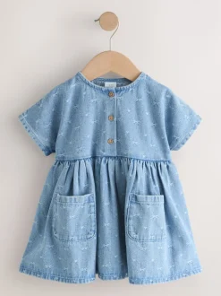 En jean avec nœud - Robe à manches courtes (3mois à8ans)