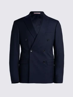 encre - MOSS veste ajustée de costume extensible à double boutonnage