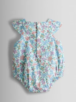 Ensemble barboteuse et bandeau JoJo Maman Bébé à fleurs smockées