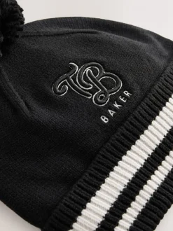 Ensemble bonnet et gants à pompon Noir à logo Baker by Ted Baker Garçons