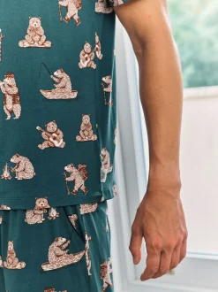 Ensemble de Pyjamas long imprimé ours Chelsea Peers Wilderness