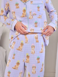Ensemble de pyjamas longs imprimés Chelsea Peers Spa Dogs