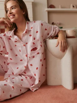 Ensemble pyjama en coton boutonné Bath & Body Works All Over Lips