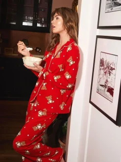 Ensemble pyjama long Urban Threads Urban Threads rouge ours en peluche