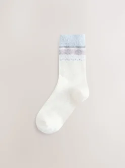 Fairisle noir/pastel - Lot de 2 paires de chaussettes douillettes super poilues