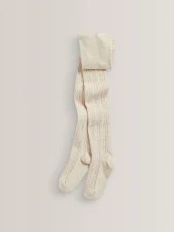 Farine d’avoine Cream/brun - Lot de 3 collants en torsades de coton riche