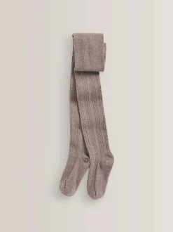 Farine d’avoine Cream/brun - Lot de 3 collants en torsades de coton riche