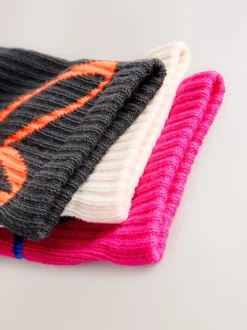 Farine d’avoine rose et gris anthracite - Chaussettes de cheville à semelle coussinée en coton riche 3 Pack