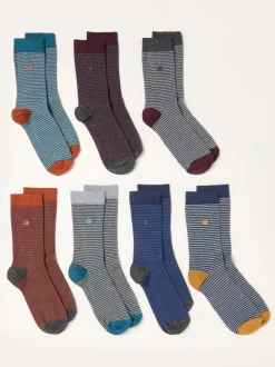 FatFace 7 paires de chaussettes à fines rayures