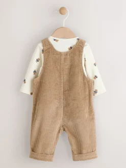 Fauve à motif ours marron - Ensemble salopette et body en velours côtelé (0mois-2ans)
