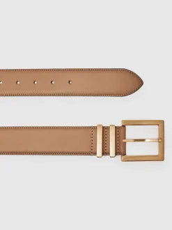 Fauve/taupe - Reiss Brompton Leather Square Buckle Ceintures