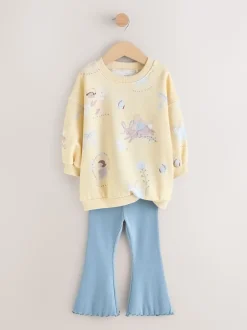 Fée jaune/bleue - Ensemble sweat et legging évasé (3mois-7ans)