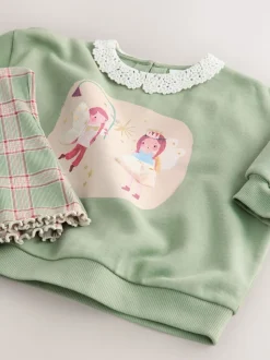 Fée vert - Ensemble Sweat-shirt à col et Leggings évasé (3mois-7ans)
